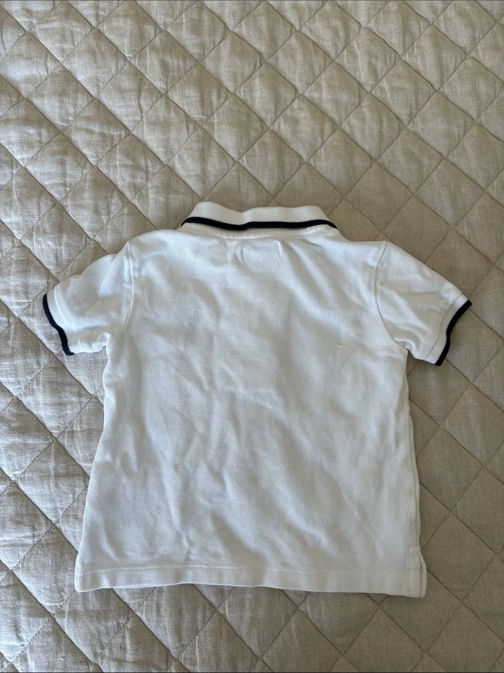 Ralph Lauren White Polo with Navy Trim & Pony - Kids